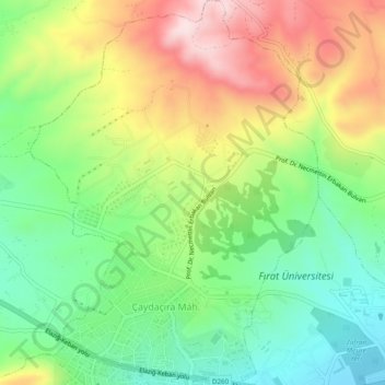 Çaydaçıra Mahallesi topographic map, elevation, terrain
