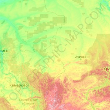 Tschulym topographic map, elevation, terrain