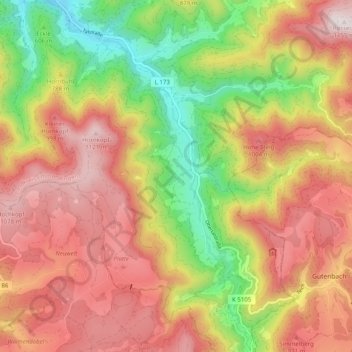 Obersimonswald topographic map, elevation, terrain