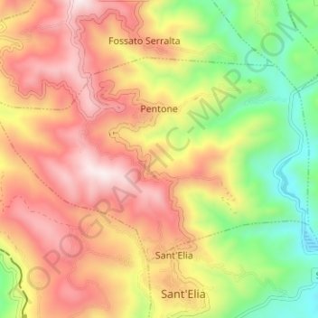 Pentone topographic map, elevation, terrain