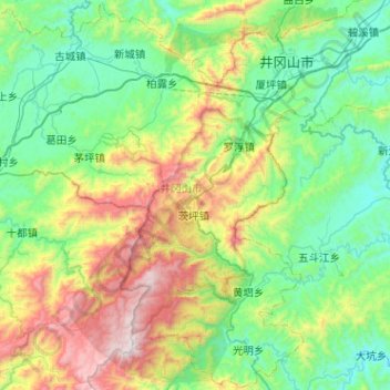 Jinggangshan City topographic map, elevation, terrain