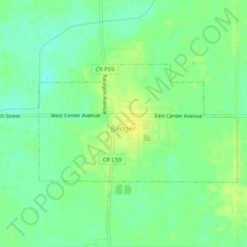 Badger topographic map, elevation, terrain