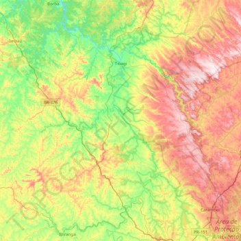 Tibagi topographic map, elevation, terrain
