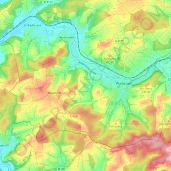 Waibstadt topographic map, elevation, terrain