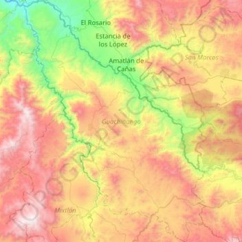 Guachinango topographic map, elevation, terrain