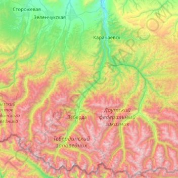 Rajon Karatschajewski topographic map, elevation, terrain