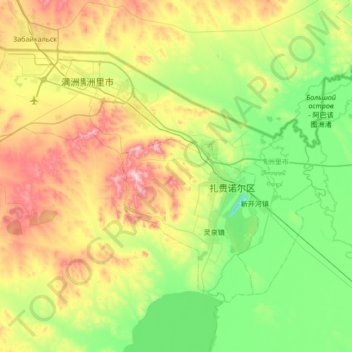 Manzhouli topographic map, elevation, terrain