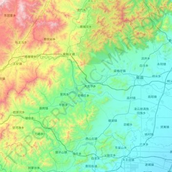 易县 topographic map, elevation, terrain