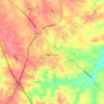 Perryville topographic map, elevation, terrain