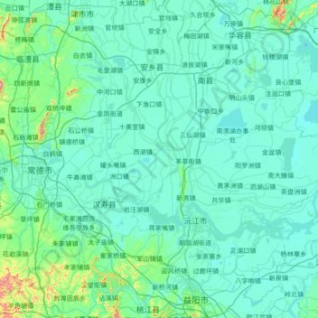 Dongting Lake topographic map, elevation, terrain