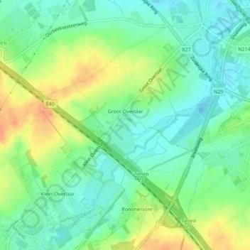 Overlaar topographic map, elevation, terrain