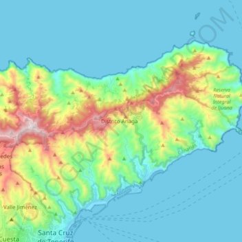 Anaga topographic map, elevation, terrain