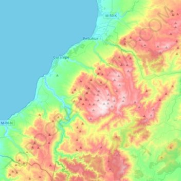 Pelluhue topographic map, elevation, terrain