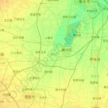 冀州区 topographic map, elevation, terrain