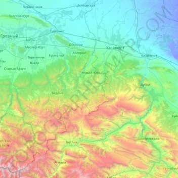 Ахвахский район topographic map, elevation, terrain