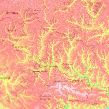 Северский Донец topographic map, elevation, terrain