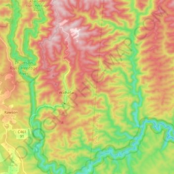 Walhalla topographic map, elevation, terrain