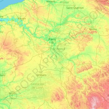 Seine topographic map, elevation, terrain