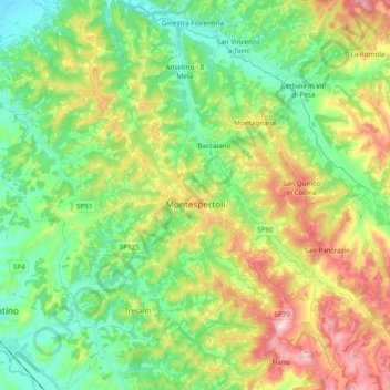 Montespertoli topographic map, elevation, terrain