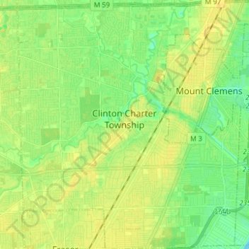 Clinton Township topographic map, elevation, terrain