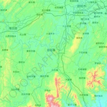 Shaoyang City topographic map, elevation, terrain