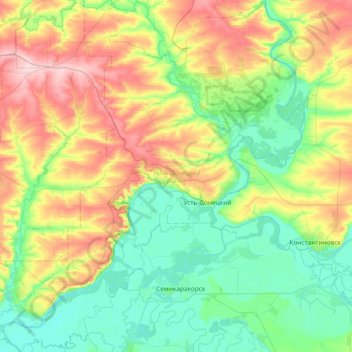 Усть-Донецкий район topographic map, elevation, terrain
