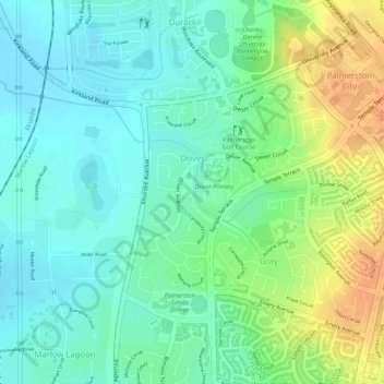 Driver topographic map, elevation, terrain