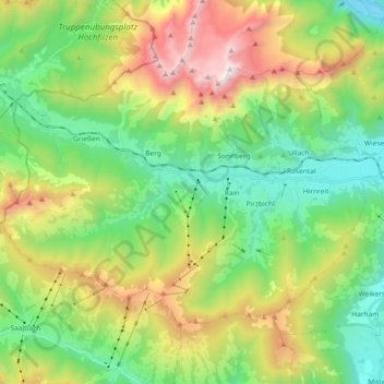Leogang topographic map, elevation, terrain