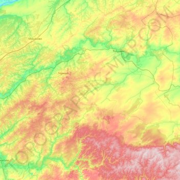 Тогучинский район topographic map, elevation, terrain