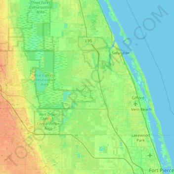 Indian River County topographic map, elevation, terrain