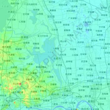 扬州市 topographic map, elevation, terrain