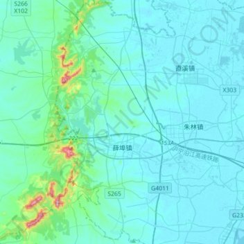 薛埠镇 topographic map, elevation, terrain