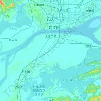 大渡口镇 topographic map, elevation, terrain