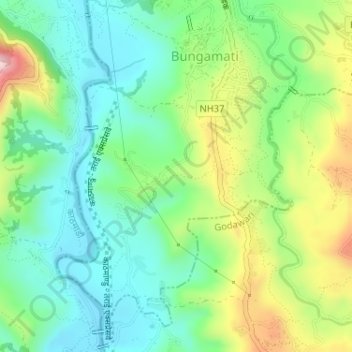 Bungamati topographic map, elevation, terrain