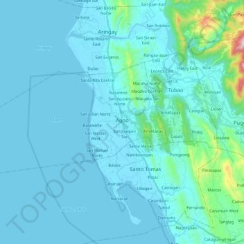Agoo topographic map, elevation, terrain