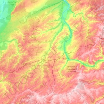 Юргинский муниципальный округ topographic map, elevation, terrain