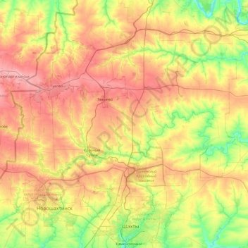 Красносулинский район topographic map, elevation, terrain