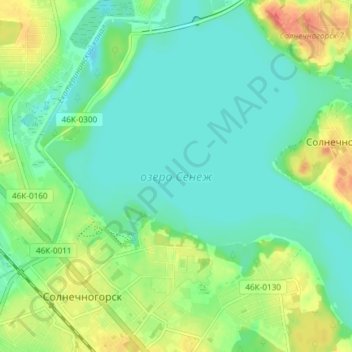 озеро Сенеж topographic map, elevation, terrain