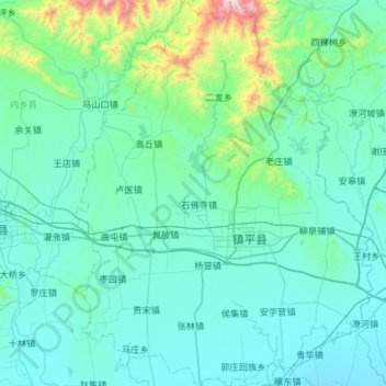 镇平县 topographic map, elevation, terrain
