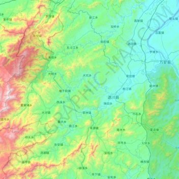 遂川县 topographic map, elevation, terrain