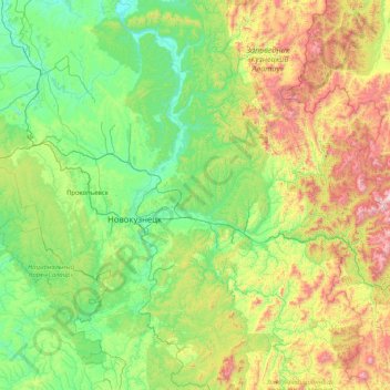 Новокузнецкий муниципальный округ topographic map, elevation, terrain