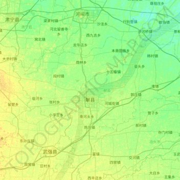 Xian County topographic map, elevation, terrain