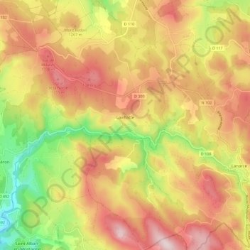 Lavillatte topographic map, elevation, terrain