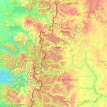 Parque Nacional Lanín topographic map, elevation, terrain