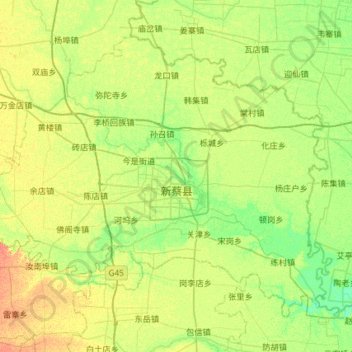 新蔡县 topographic map, elevation, terrain