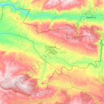 Gölova topographic map, elevation, terrain