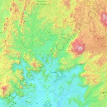 Castelo topographic map, elevation, terrain