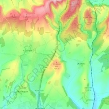 Clanfield topographic map, elevation, terrain