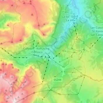 Corvara in Badia - Corvara topographic map, elevation, terrain