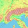 Alps topographic map, elevation, terrain